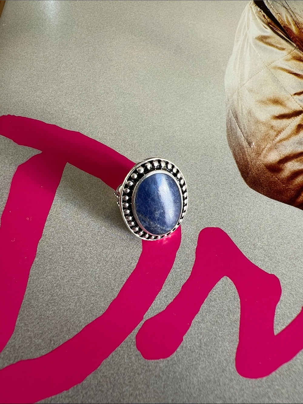 Sterling Silver 925 Thai oval lapis lazuli size 5.25 ***